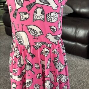Dot Dot Smile Pink Dress with Bird Print
